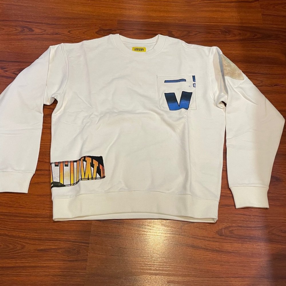 New Chinatown Market Patchwork White Sweaters Sz … - image 1